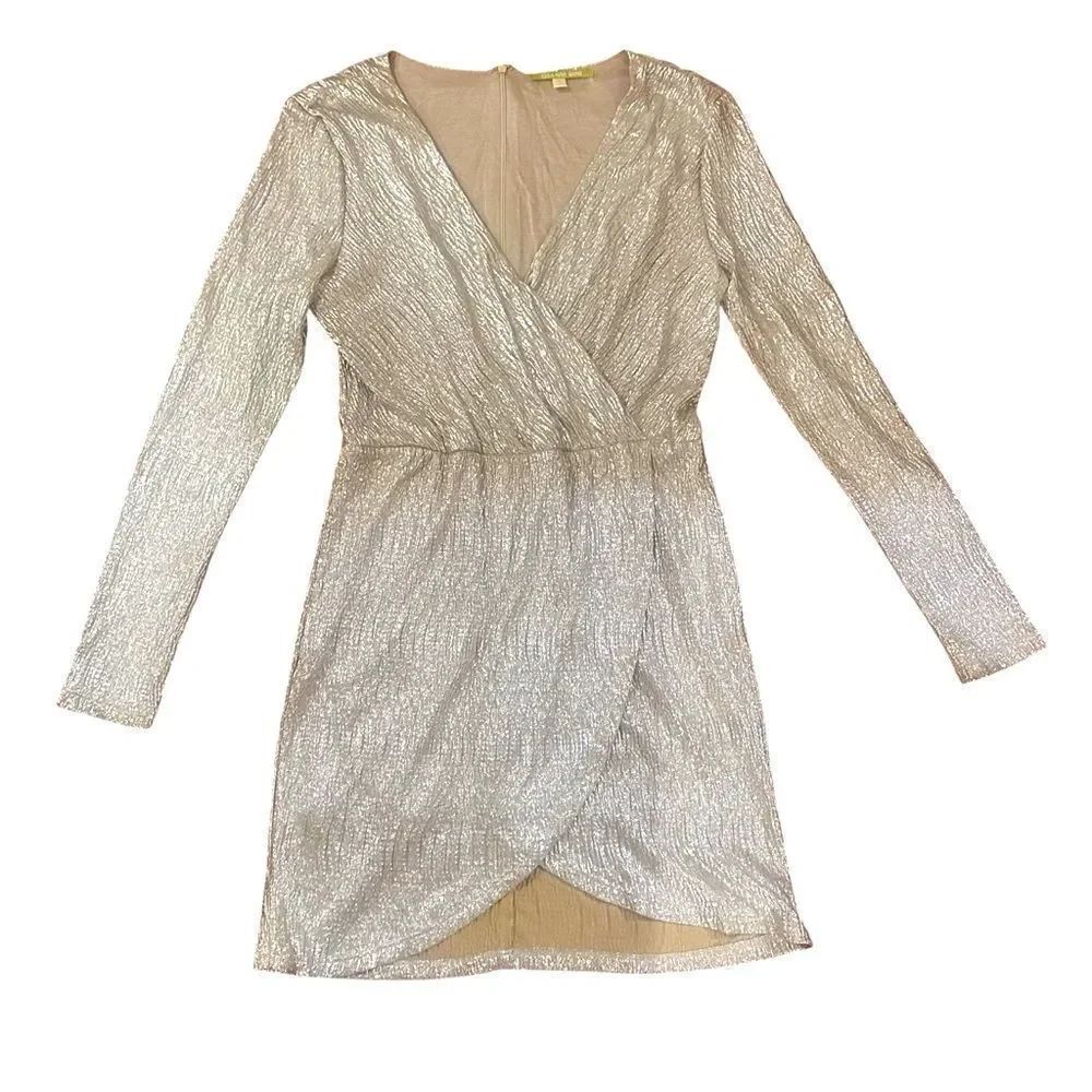 Gianni Bini Gold V-Neck Dress SMALL